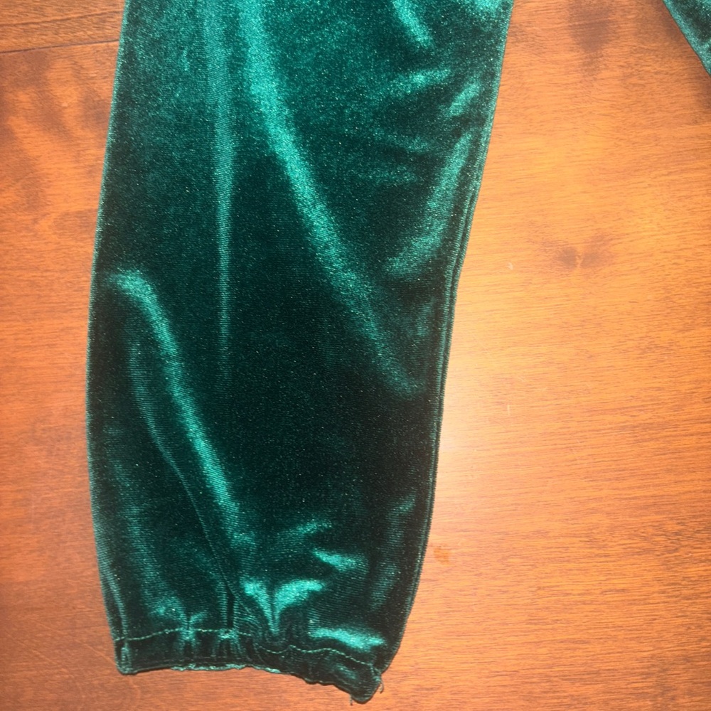 Emerald Green Velvet Ruched Top - Picture 4 of 7
